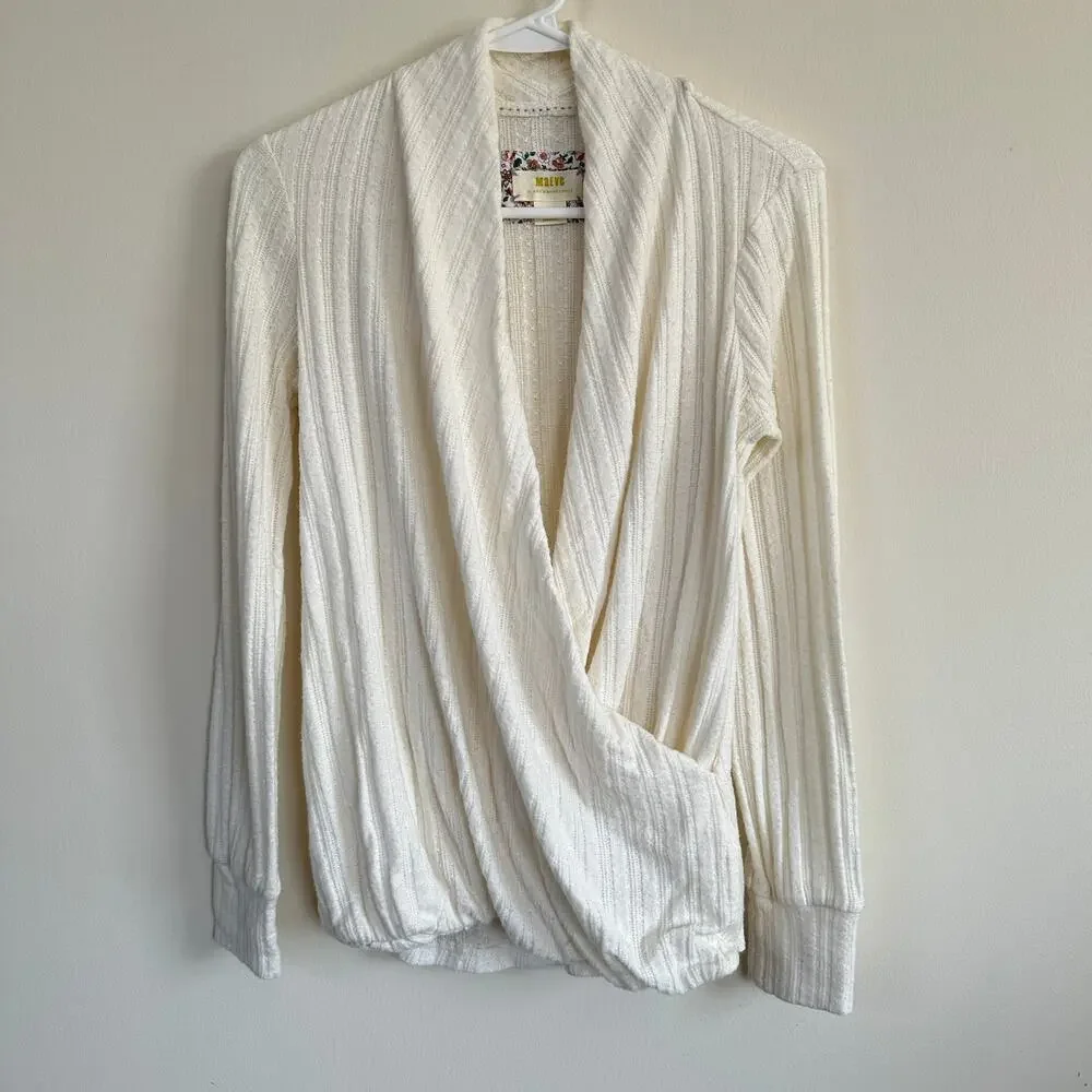 Anthropologie Maeve Rafaela Faux Wrap Deep V-Neck Long Sleeve X-SMALL - Picture 6 of 13